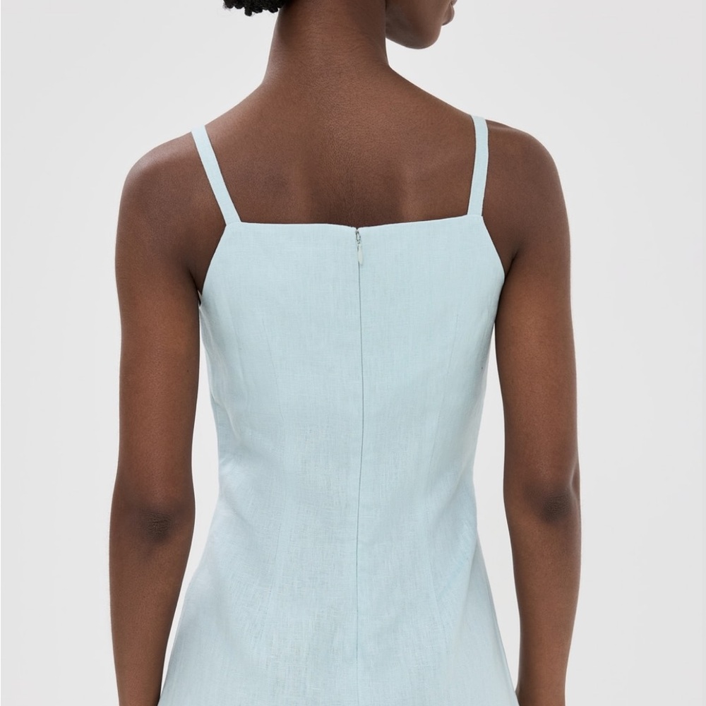 NEW Reformation Phillipa Linen Mini Dress in Aquamarine Blue Green Mint | sz 4